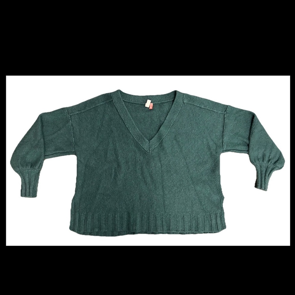 Pilcro Women's Size L Green Long Sleeve V-Neck‎ Sweater Shirt (0348)